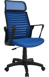 Bürocci 2284B0542 Başlıklı Kolçaklı Dönerli Mavi Çalışma Sandalyesi