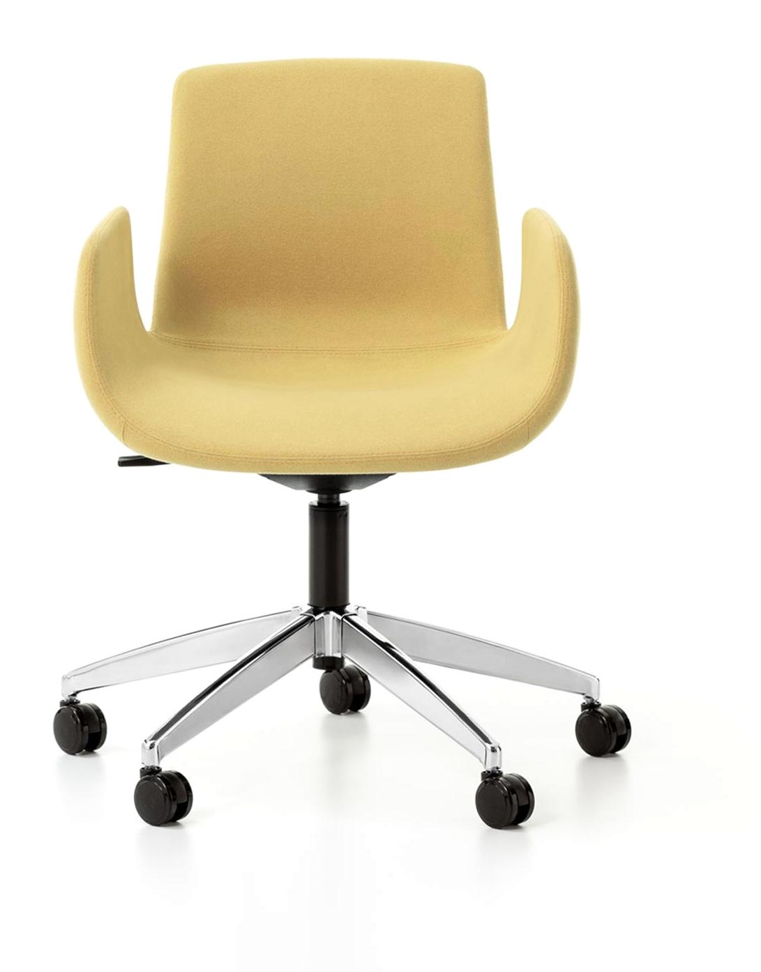 Poly Chair Kolçaklı Dönerli Beyaz-Sarı Çalışma Sandalyesi