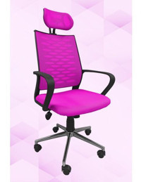 Obc Ofis Büro Concept Başlıklı Kolçaklı Dönerli Pembe Çalışma Sandalyesi