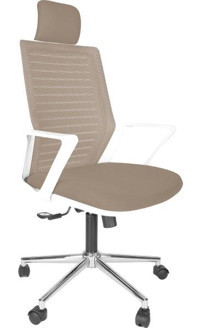 Gizmo FK1300 Başlıklı Kolçaklı Dönerli Krem Çalışma Sandalyesi
