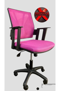 Neonx Kelebek Kolçaklı Dönerli Pembe Çalışma Sandalyesi