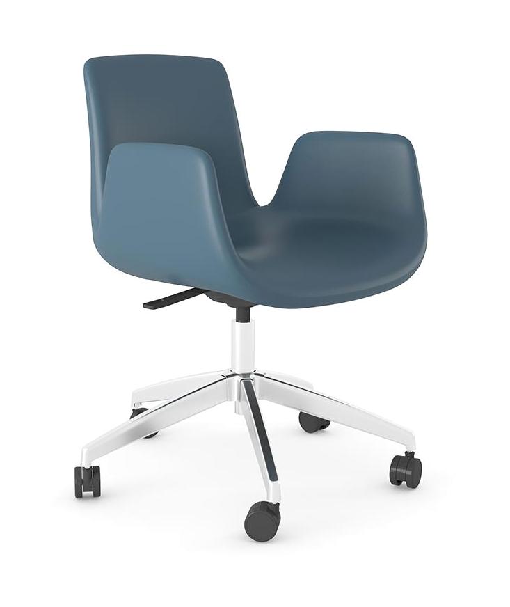 Poly Chair Kolçaklı Dönerli Mavi Çalışma Sandalyesi