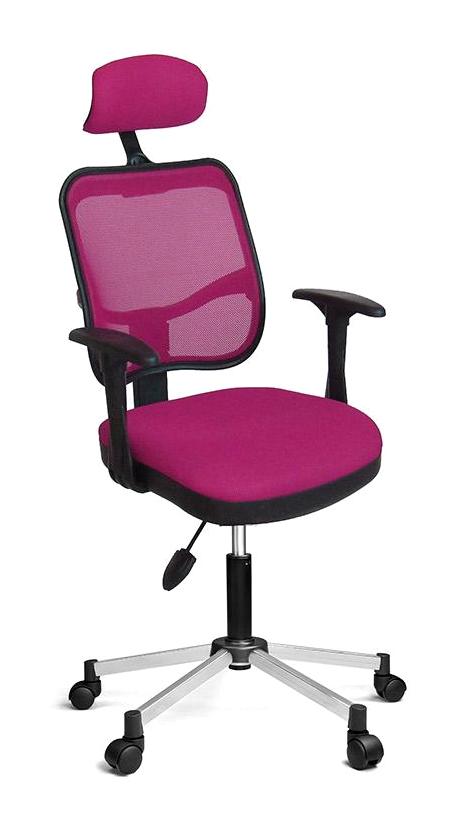 Türksit 817 Başlıklı Kolçaklı Dönerli Gri-Pembe Çalışma Sandalyesi