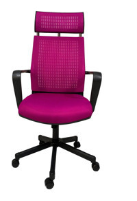 Gizmo FK1401 Başlıklı Kolçaklı Dönerli Pembe Çalışma Sandalyesi