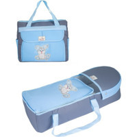 Minik Life Mikro Tavşan Kabartmalı 12 kg Kapasiteli Taşıma Askılı Portbebe+Bakım Çantası Gri-Mavi