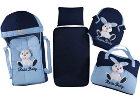 Rain Baby Tavşan Temalı 9 kg Kapasiteli Taşıma Askılı Portbebe+Bakım Çantası Mavi