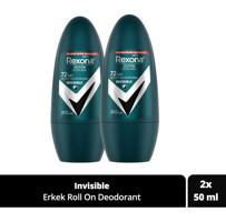 Rexona Invisible Pudrasız Ter Önleyici Antiperspirant Roll-On Erkek Deodorant 2x50 ml