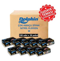 Dolphin Siyah Medium Çok Amaçlı Temizlik Eldiveni 20x100 Adet