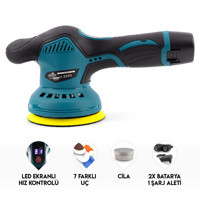 Dawreek Mk12 12 W 1500 devir/dk 125 mm Kablosuz Pasta Cila Akülü Şarjlı Polisaj Makinesi