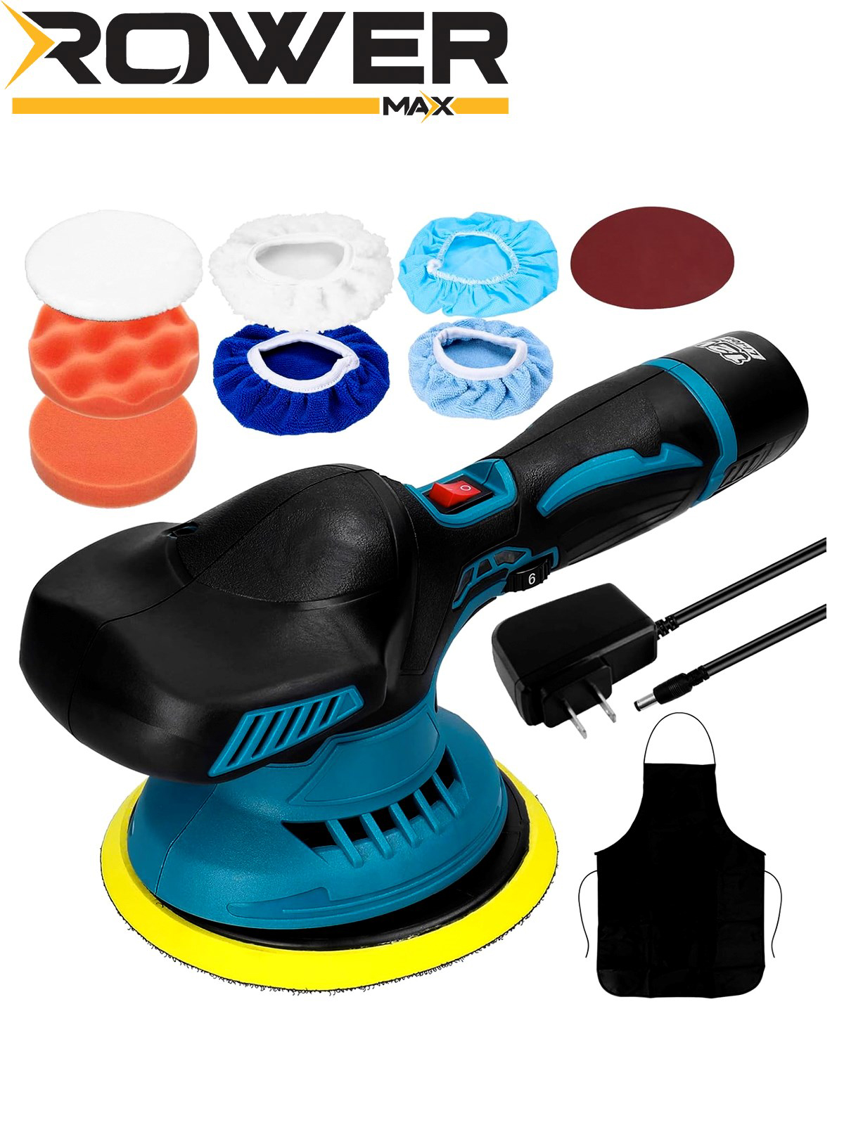 Rowermax 5000 devir/dk 150 mm Kablosuz Pasta Cila Çift Akülü Şarjlı Polisaj Makinesi
