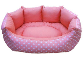 Bronza Pearl Yıkanabilir Tek Fonksiyonlu 45x55 cm Simit Kedi Yatağı Pembe