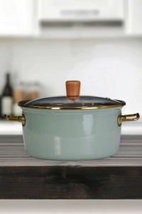 PR Home Soft Green Emaye 22 cm Derin Tencere