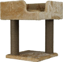 Lotus Furniture Pet Series Lyon Kare Tırmalamalı Tek Katlı İç Mekan Mdf-Peluş Kedi Evi Bal-Kahve
