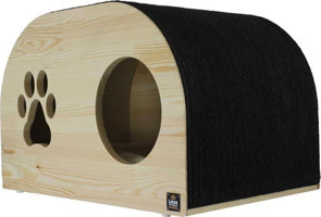 Lotus Furniture Pet Series Torino Dikdörtgen-Oval Tırmalamalı Tek Katlı İç Mekan Mdf-Peluş Kedi Evi Siyah