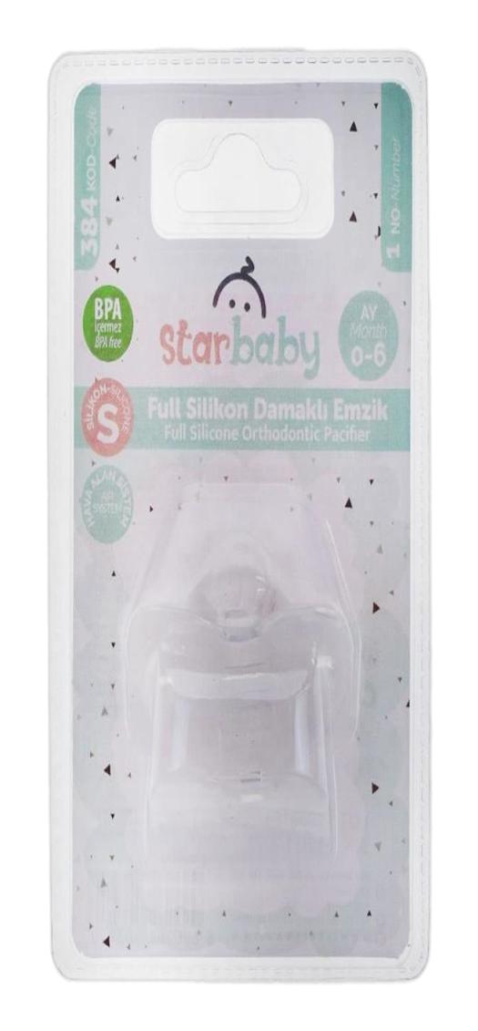 Star Baby 0-6 Ay Delikli Ortodontik Yenidoğan Damaklı Silikon Emzik Şeffaf