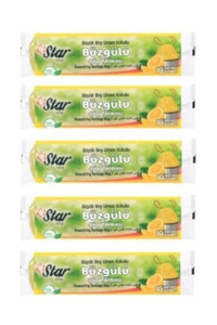 Star Plus Doğada Çözünür Limon Kokulu Büzgülü Büyük Boy 65x70 cm Çöp Poşeti 5x10 adet Sarı