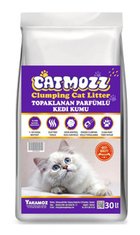 Catmozz Premium Parfümlü Topaklanan İnce Taneli Bentonit Kedi Kumu 30 lt