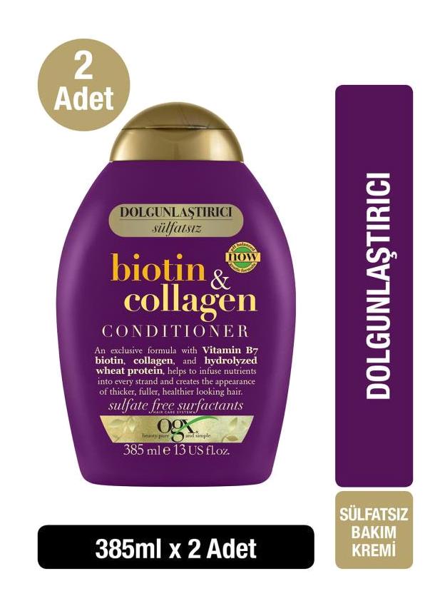 Ogx Biotin - Kolajen Sülfatsız Dolgunlaştırıcı Tüm Saçlar İçin Kadın Saç Kremi 2 x 385 ml