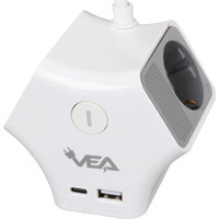 Vea VE-G903YC 3'lü Soket 1.5 metre 2'li USB Kablolu Çiftli Akım Korumalı Priz