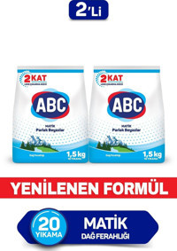 Abc Matik Dağ Ferahlığı Beyazlar İçin 40 Yıkama Toz Deterjan 2x1.5 kg