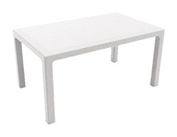 Almina Dikdörtgen Rattan 80x140 cm Beyaz Bahçe Masası