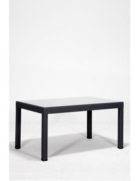 Almina Camlı Dikdörtgen Rattan 80x140 cm Antrasit Bahçe Masası