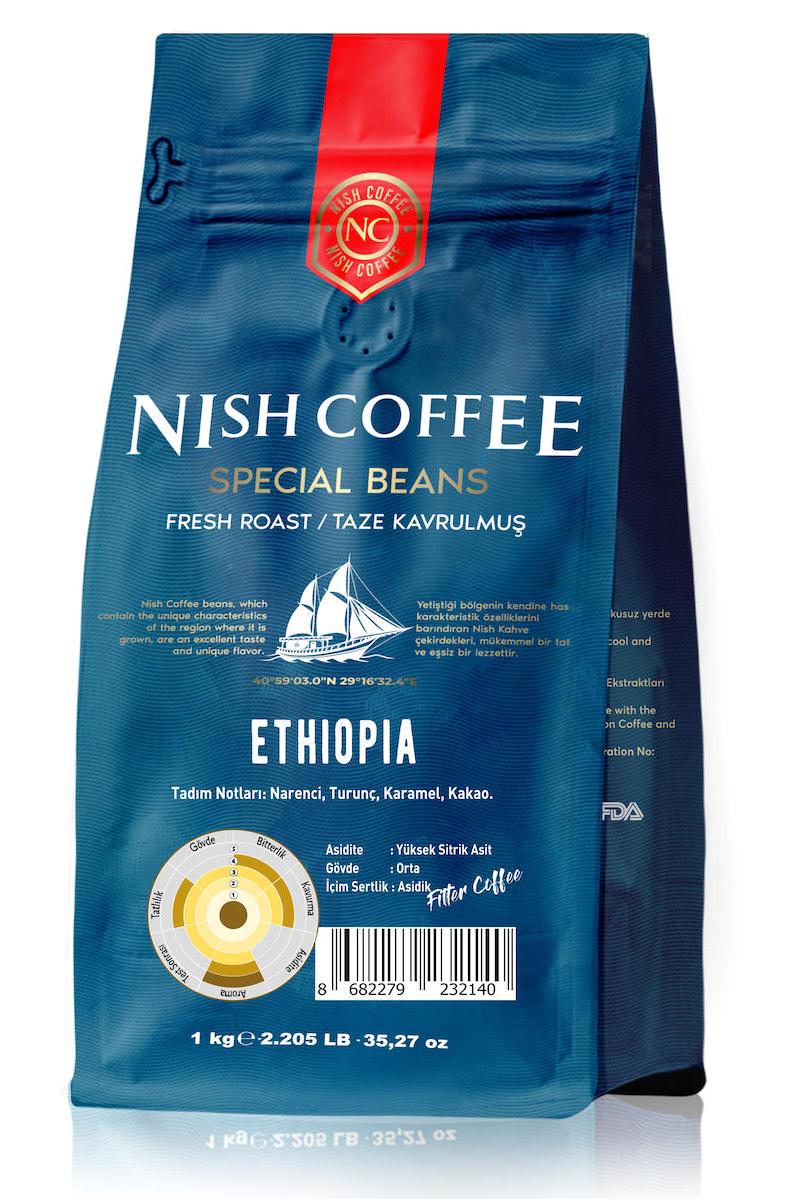 Nish Coffee Etiyopya Orta Sert-Sert İçim Öğütülmüş Filtre Kahve 1 kg