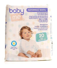 Baby Me Alezli Tek Kullanımlık Yapışkanlı Su Geçirmez 60x90 cm 20'li Alt Açma Örtüsü