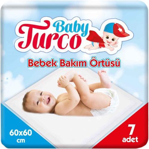 Baby Turco Alezli Tek Kullanımlık Silinebilir Yapışkanlı Su Geçirmez 60x60 cm 7'li Alt Açma Örtüsü