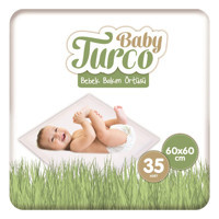 Baby Turco Alezli Tek Kullanımlık Silinebilir Su Geçirmez 60x60 cm 35'li Alt Açma Örtüsü
