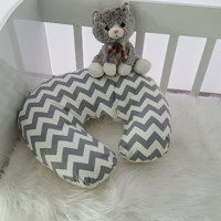 Ebabynest Zikzak Serisi Elyaf Sırt Destekli Yıkanabilir Gri-Sarı Emzirme Yastığı