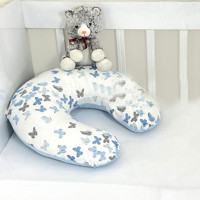 Ebabynest Kelebek Desen Elyaf Sırt Destekli Yıkanabilir Mavi Emzirme Yastığı