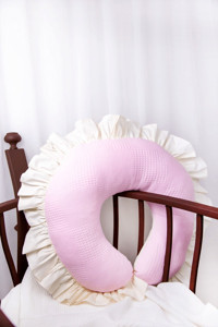 Babynest Fırfırlı Elyaf Sırt Destekli Yıkanabilir Pembe Emzirme Yastığı