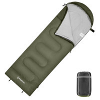 Kingcamp -12 Derece Polyester 4 Mevsim Kamp Tek Kişilik Yetişkin Uyku Tulumu Haki