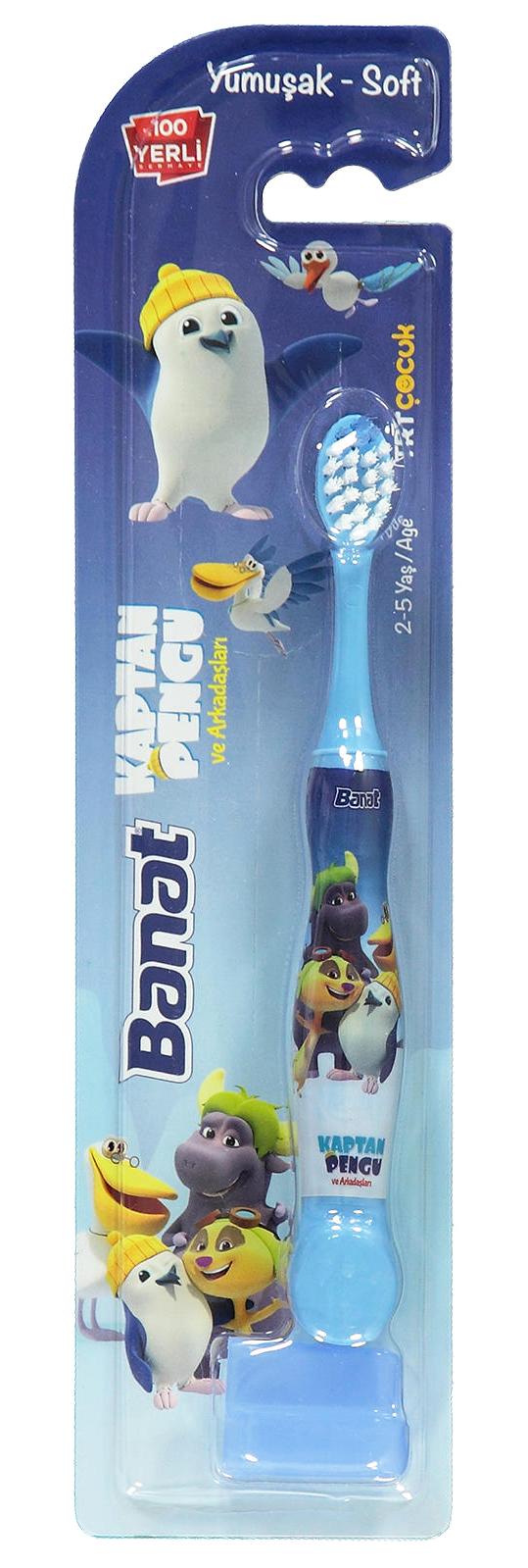Banat Kaptan Pengui Penguen Yumuşak Manuel Çocuk Diş Fırçası Mavi