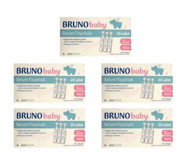 Abdi İbrahim Bruno Baby İzotonik Deniz Suyu 5x20'li Flakon Serum Fizyolojik 5 Ml