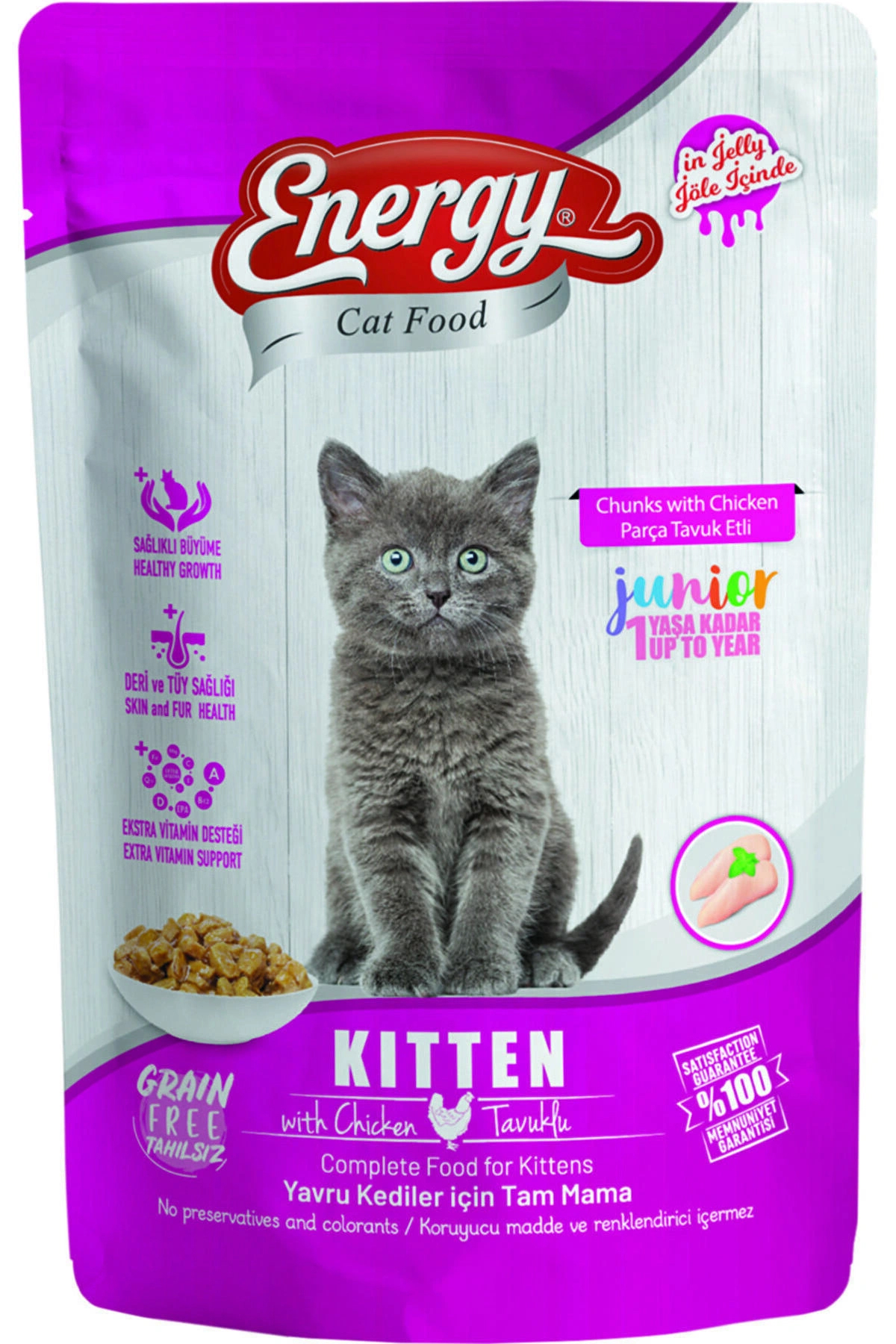 Energy Tavuklu Parça Etli Yaş Kedi Maması 24x85 gr