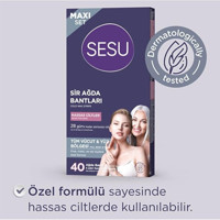 Sesu Kısa İnatçı ve Sık Tüyler Hassas Ciltler 40 Adet Tüm Vücut-Yüz Ağda Bandı
