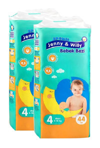 Jenny & Willy Vegan Kremli Maxi 4 numara Cırtlı Bebek Bezi 2x44 Adet