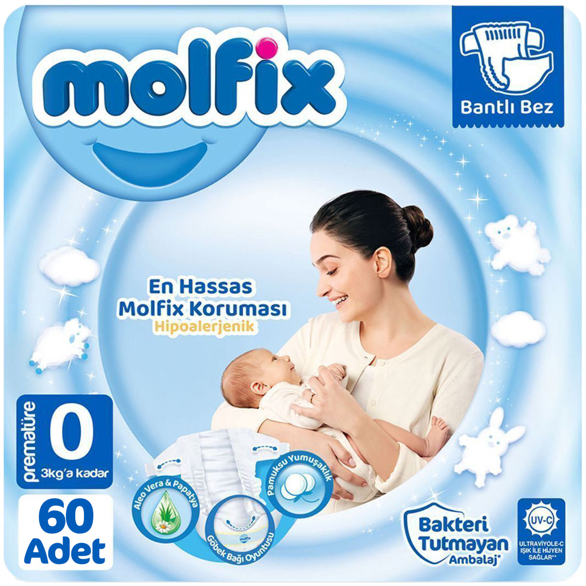 Molfix Prematüre 0 Numara Cırtlı Bebek Bezi 2x30'lu