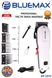 Bluemax KP-1975 Saç Sakal 5 Başlıklı Sinekkaydı Islak - Kuru Tıraş Makinası