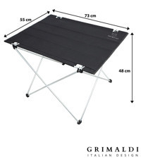 Grimaldi Geniş 73x55 cm Çantalı Dikdörtgen Alüminyum Gövdeli Siyah Kamp Masası