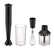 Alessi Plisse 700 ml Plastik Çift Bıçaklı 3'lü Mini Blender Seti Siyah