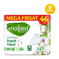 Molped Pure & Soft Mega Organik Antialerjik İnce 46'lı Hijyenik Ped 5 Adet