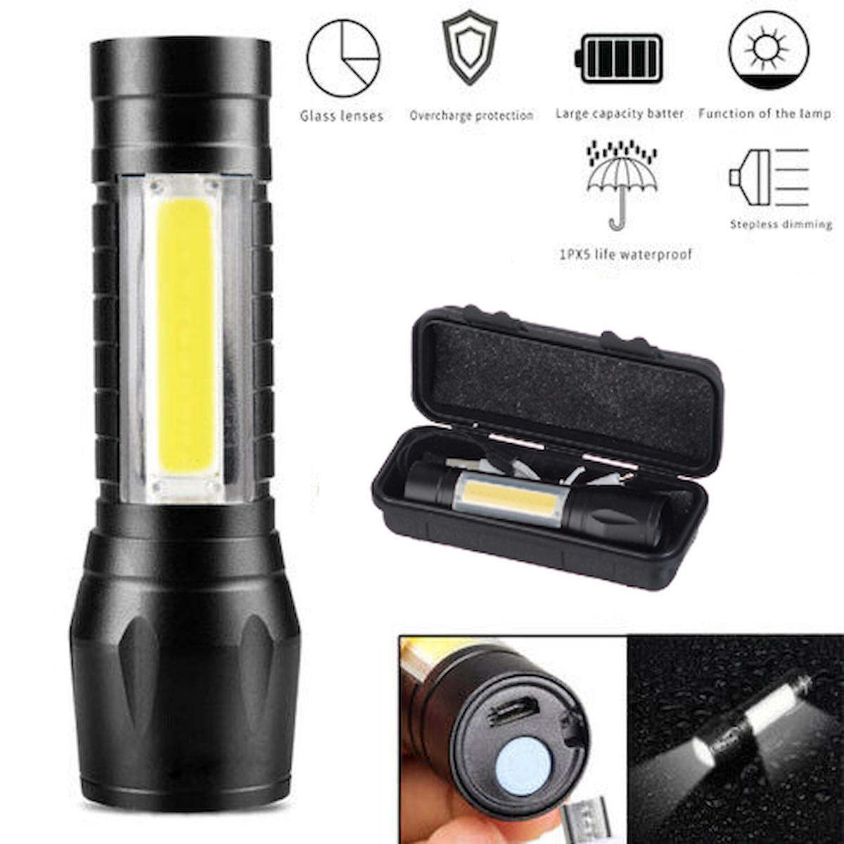 Powerdex PD-5568 Plus 1500 Lümen LED Şarjlı El Feneri