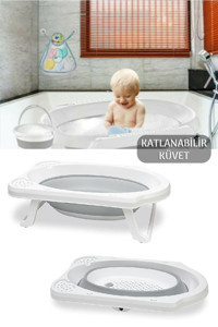 Meleni Baby Akordiyon Ayaklı Gri Katlanır Bebek Küveti
