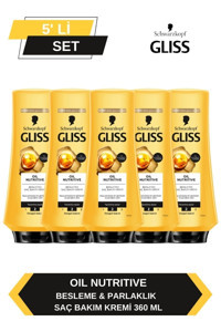 Gliss Oil Nutritive Marula Yağı Parlaklık Veren Saç Kremi 5x360 ml