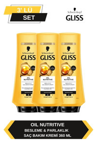 Gliss Oil Nutritive Marula Yağı Parlaklık Veren Saç Kremi 3x360 ml