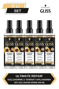Gliss Ultimate Repair Siyah İnci Özü Güçlendirici Durulanmayan Sıvı Saç Kremi 5x200 ml
