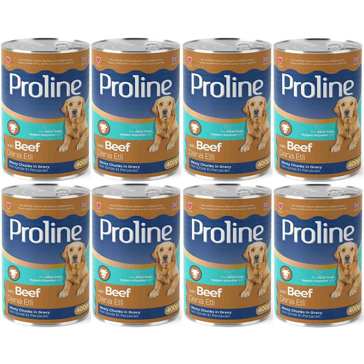 Proline Dana Etli Parça Etli-Soslu Yetişkin Yaş Köpek Maması 400 gr 8'li